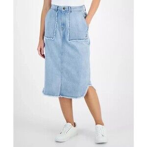 Nautica Jeans Women’s Denim Utility Midi Skirt, Blue, Size 2